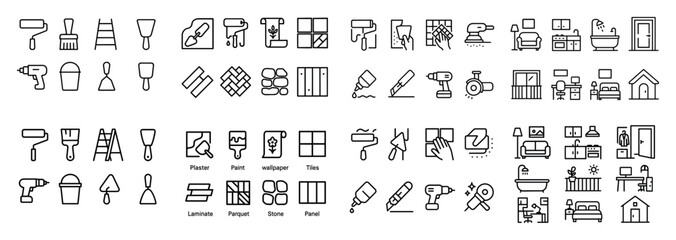 Home renovation icons and tools