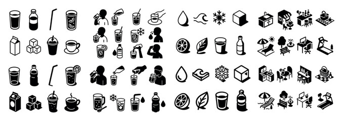 Obraz premium Beverage and workspace icon set