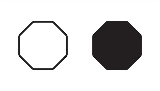 octagon shape icon set, illustration vector graphic on white background