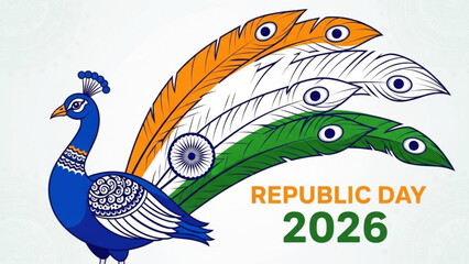 Vibrant Peacock Celebrates India's Republic Day 2026 with Colorful Feathers and Patriotic Spirit