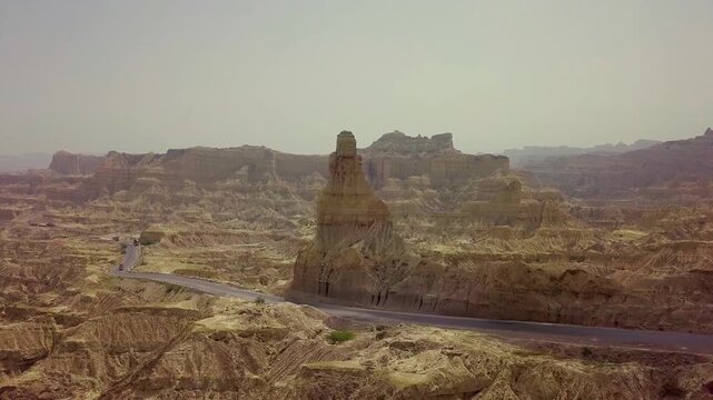 Drone Cinematic Landscape of Buzi Pass Road and Mountains, Makran Coastal Highway, Balochistan, Pakistan