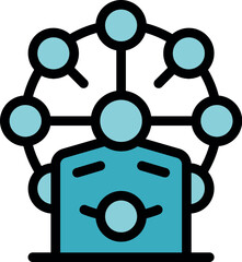 Fototapeta premium Manager managing a circular network of contacts, connecting people and sharing information, fostering collaboration and communication within a team or organization