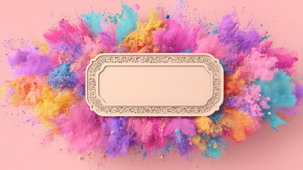 Colorful powders create a vibrant background for celebration during Holi Festival in spring season