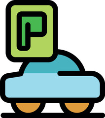 Obraz premium Parking allowed sign over a car indicating that parking is permitted