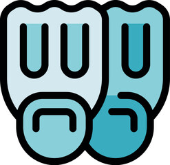 Cartoon flippers for diving, part of diving equipment, getting ready for diving in the sea © ylivdesign