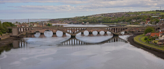 Bridges over the River Tweed at Berwick-on-Tweed, Northumbria, UK.