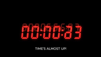 Digital Clock Countdown Times Almost Up.