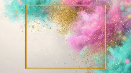 Celebration of Holi Festival with colorful powders in vibrant hues filling the air during this joyful event