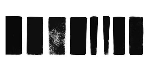 Black Grunge Brush Stroke Rectangles Set Abstract Ink Texture