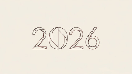 Minimalist Futuristic Year 2026 Design with Stylish Typography and Geometric Elements for Modern Marketing and Branding