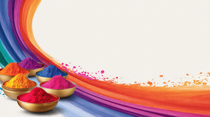 Celebration at Holi Festival with colorful powders and vibrant decorations in a festive setting