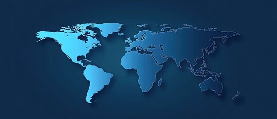 Naklejka premium Blue world map with a slight shadow