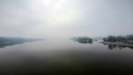 Fototapeta premium fog over the Danube river in Novi Sad