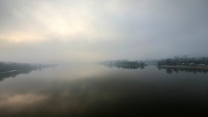 Fototapeta premium fog over the Danube river in Novi Sad