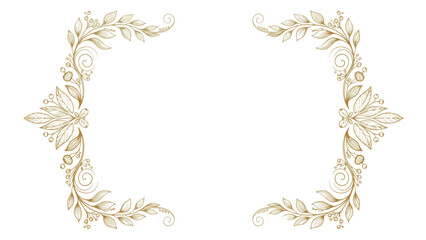 An ornate gold floral frame on a white background, featuring intricate designs and foliage, perfect for decorative or Christmas-themed uses.