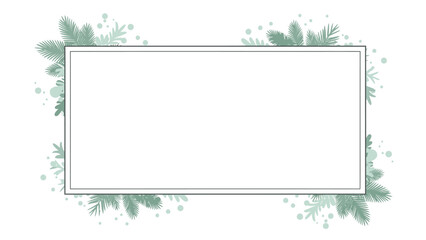 A rectangular frame with a thin border, adorned with green leaves and dots, on a white background, conveying a natural and festive mood, perfect for Frame Christmas decorations.