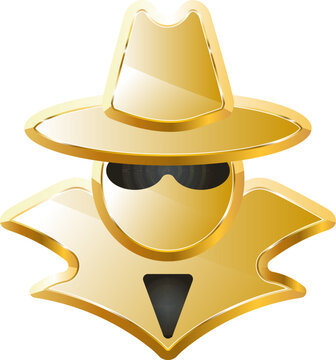 Spy gold icon. Isolated on transparent background.