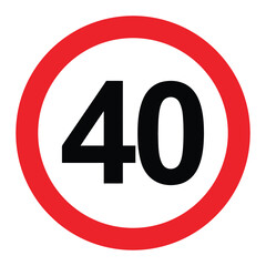Maximum Speed Limit of 40 mph Sign on White Background Regulations