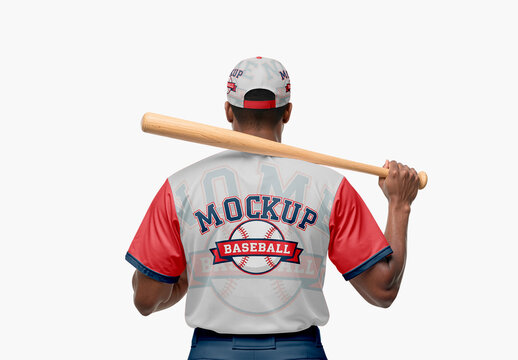 Baseball Jersey Mockup Back View Of Male Model