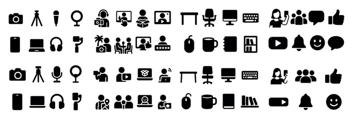 Communication and technology icons set