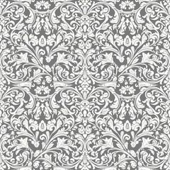 Seamless vintage damask floral pattern vector with baroque ornament texture for victorian wallpaper design and antique silk textile decor