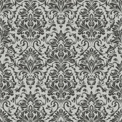 Seamless vintage damask floral pattern vector design with antique baroque ornament texture for luxury textile wallpaper and decorative fabric backdrop