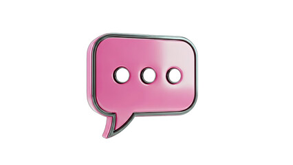 Fototapeta premium Pink Speech Bubble Icon on White Background