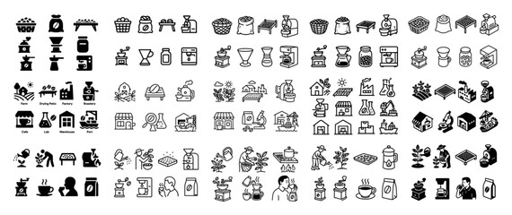 Coffee icons set with modern design