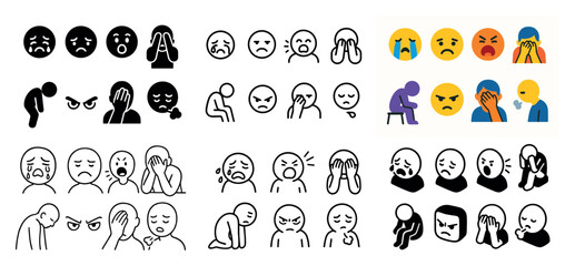 Naklejka premium Diverse expressions of sadness
