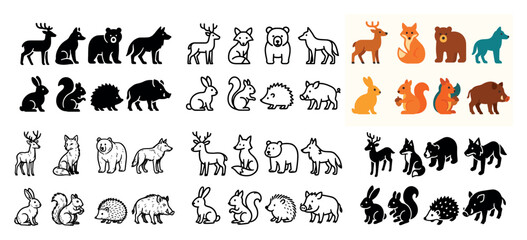 Various cartoon woodland animals collection