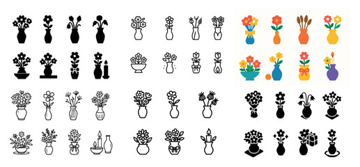 Assorted vase and flower silhouettes