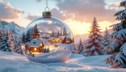 christmas ball on snow