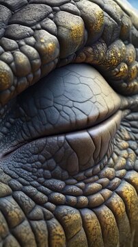 close up of a eye of a tyrannosaurus rex  dinosaur