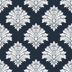 Seamless vintage damask wallpaper pattern featuring a gold floral ornament design with antique brown textures for a retro style textile backdrop