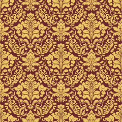 Vintage seamless damask floral pattern vector with antique baroque ornament texture for victorian textile decor and elegant wallpaper backdrop design