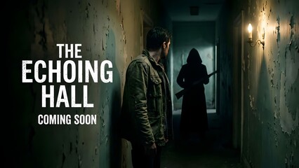 Man and Woman in Dark Corridor Scene.