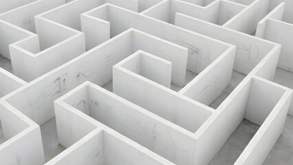 Complex White Labyrinthine Maze Structure.