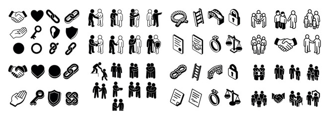 Fototapeta premium Diverse teamwork and collaboration icons