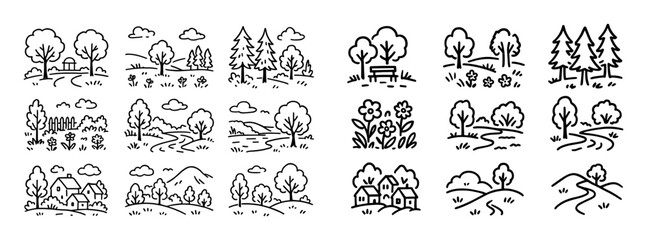 Obraz premium Spring Places Icons