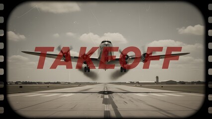 Airplane Taking Off from Runway.