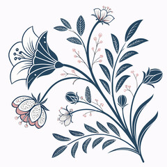 Luxury Floral Illustration  Elegant Flat Vector  P (1) Vector Illustration Isolated on White Background