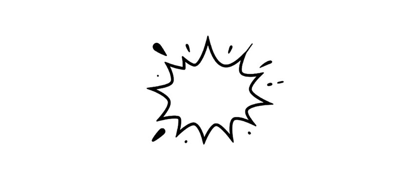 手書き風の白線爆発エフェクト、漫画的な衝撃表現