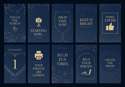 Countdown Party NYE Social Media Vertical Banner Photo Booth Screen Layout