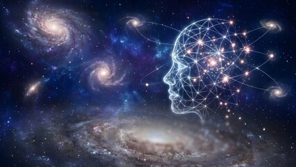 Human Head Profile with Cosmic Connections.