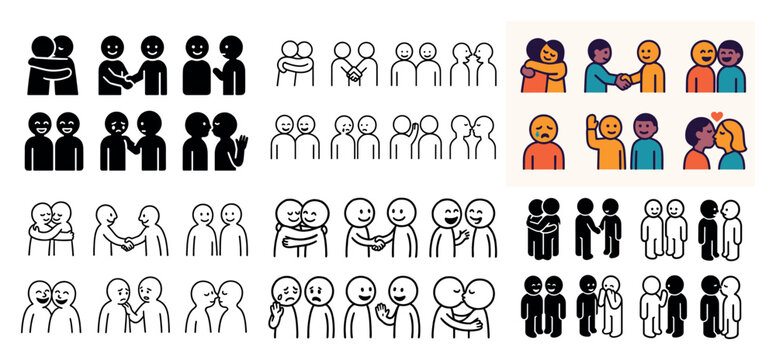 Stick figure emotions and interactions