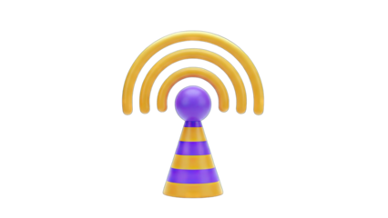 3D Wifi Icon Transmitting Signal on White Background