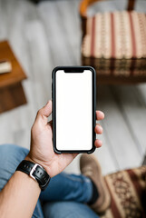 businessman holding smart phone digital it concept