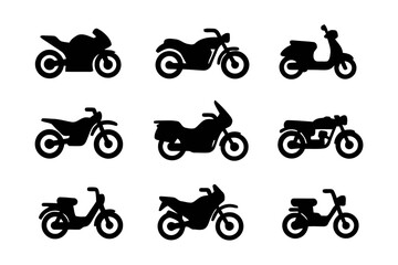 Obraz premium Motorcycle types isolated vector silhouette illustration