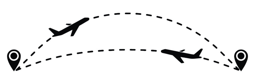 Multi Stop Airplane Route Icon