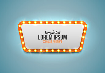 Shining retro billboard. Vintage bright sign board for your design. Vector illustration.
